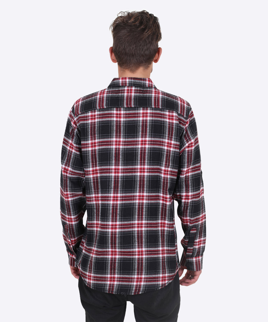 Fire Road Flannel - Red, Black, and White